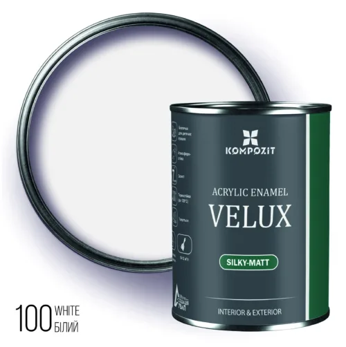 Емаль акрилова шовковисто-матова VELUX / 2,5 л / 100 білий