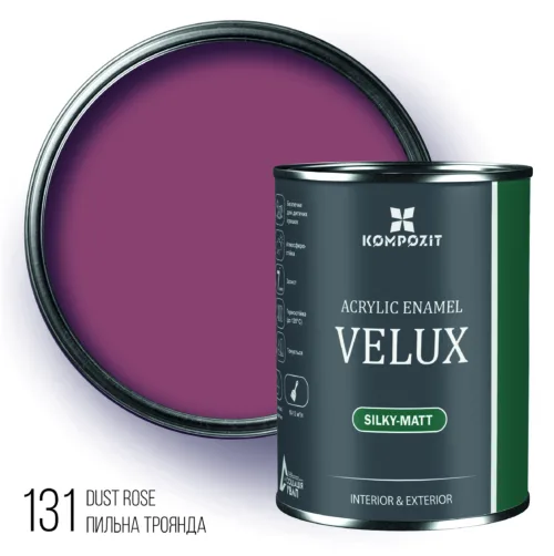 Емаль акрилова шовковисто-матова VELUX / 0,75 л /  131 пильна троянда