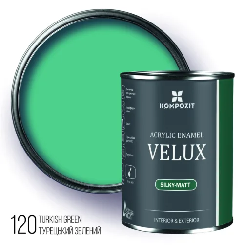 Емаль акрилова шовковисто-матова VELUX / 0,75 л / 120 турецький зелений