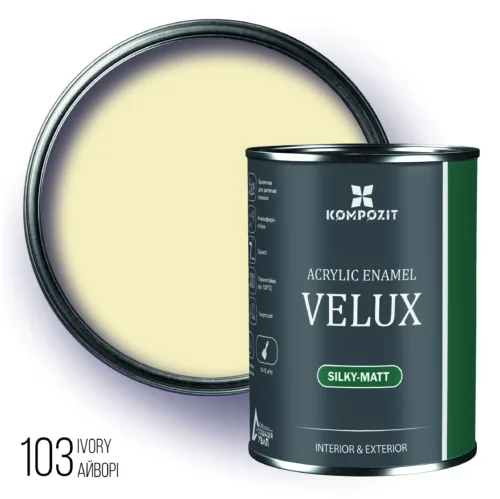 Емаль акрилова шовковисто-матова VELUX / 0,75л / 103 айворі