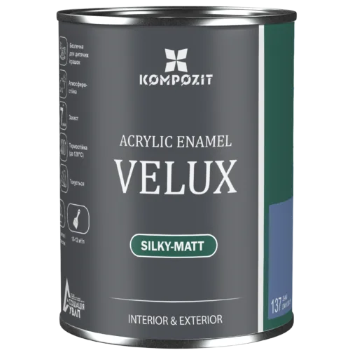Емаль акрилова шовковисто-матова VELUX / 0,75л / 100 білий