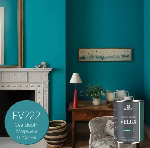 ДИЗАЙНЕРСЬКА акрилова емаль "Морська глибина" шовковисто-матова VELUX 0.75л EV222